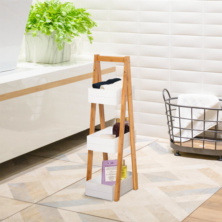 Latitude Run Swedesboro Freestanding Bamboo Shower Caddy Wayfair.co.uk
